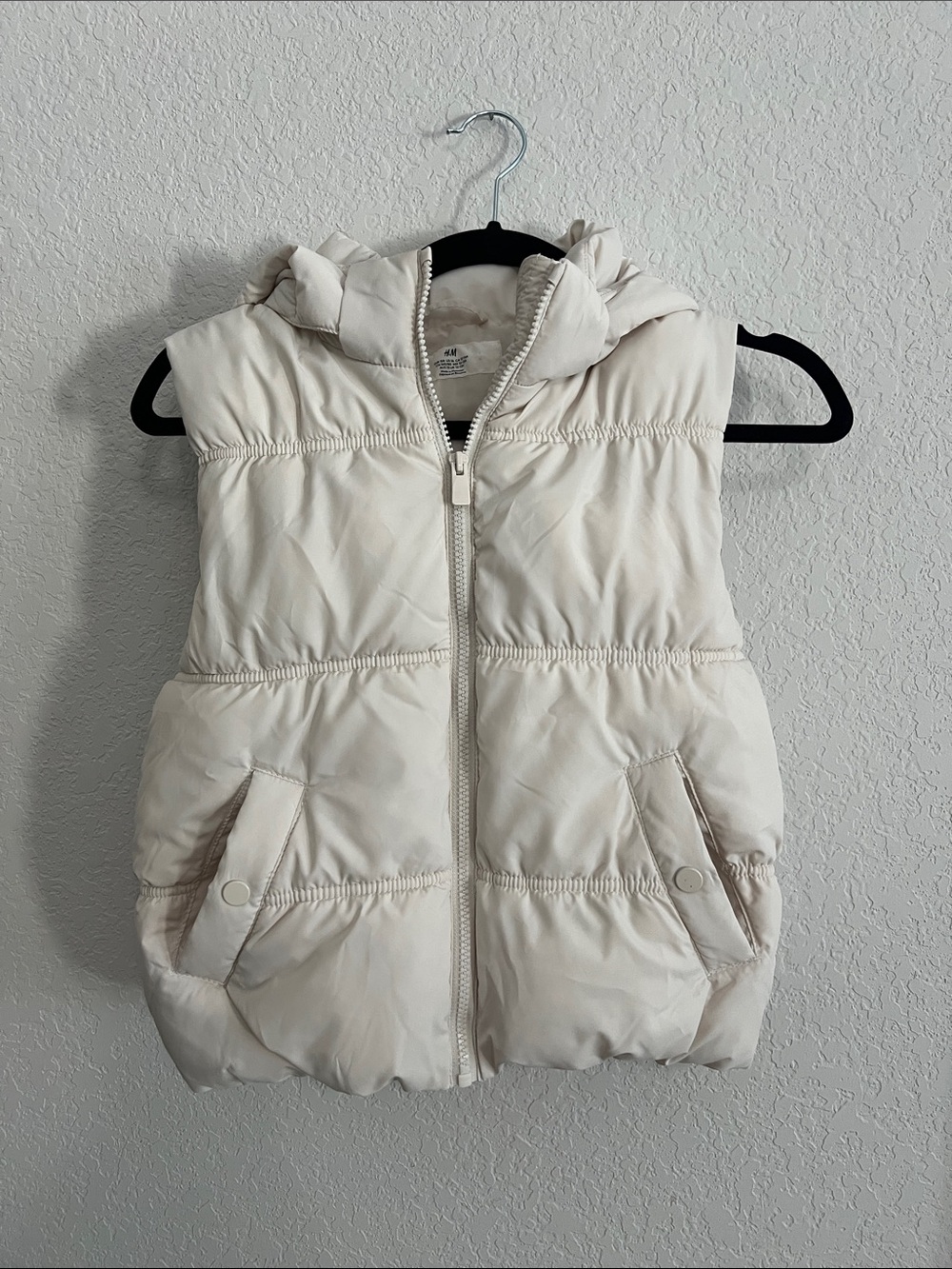 H&M Cream Hooded Puffer Vest for Kids